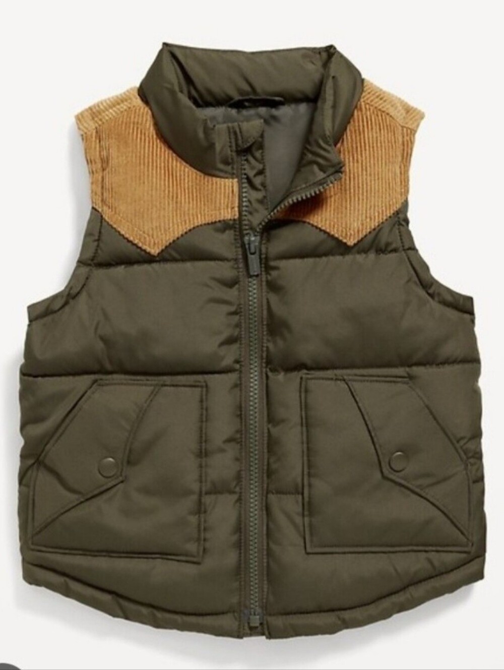 Quilted Corduroy-Trim Vest for Toddler Boys